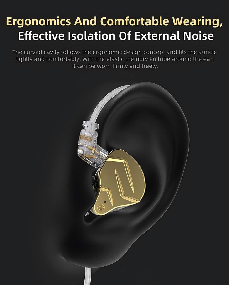 KZ ZSN Pro X HIFI Hybrid In-Ear Monitor Earphones' ergonomics and comfortable design