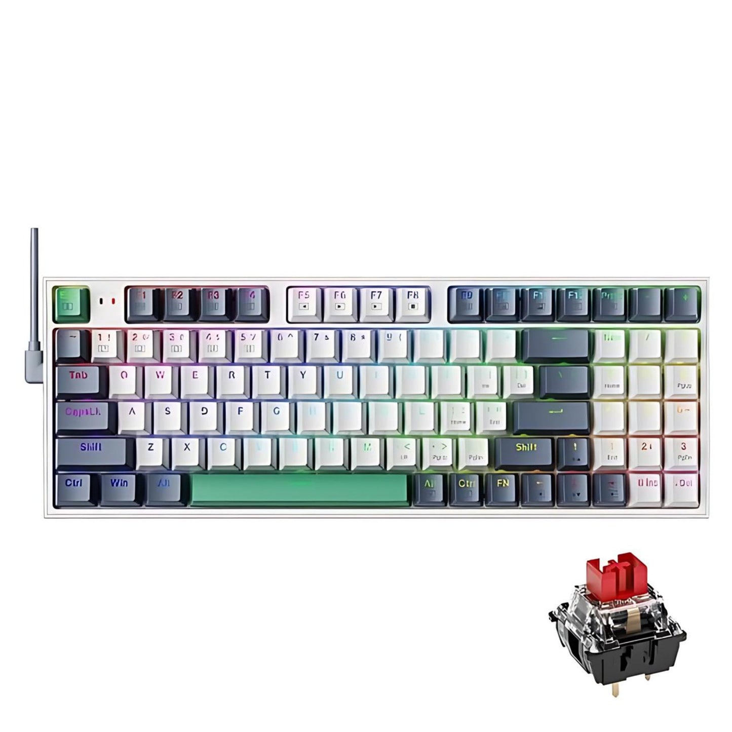 Mechanical Hot Swappable Gaming Keyboard in white color with red switch