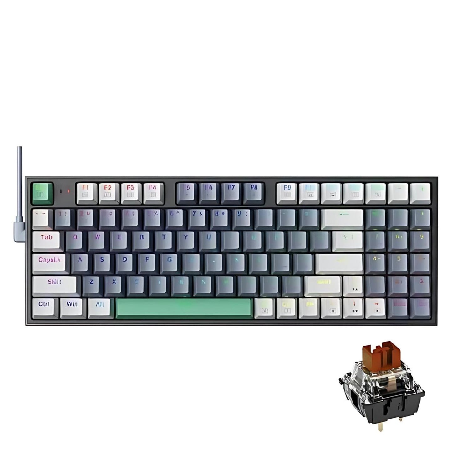 Mechanical Hot Swappable Gaming Keyboard in gray color with brown switch