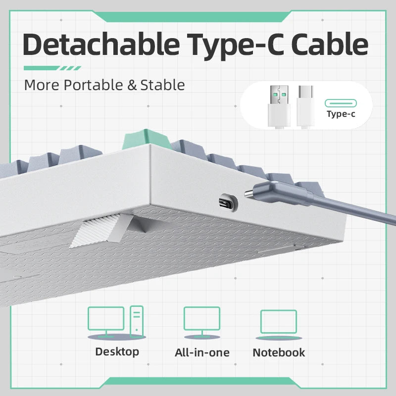 Machenike K500 White Hot Swappable Wired Mechanical Gaming Keyboard's type-c function