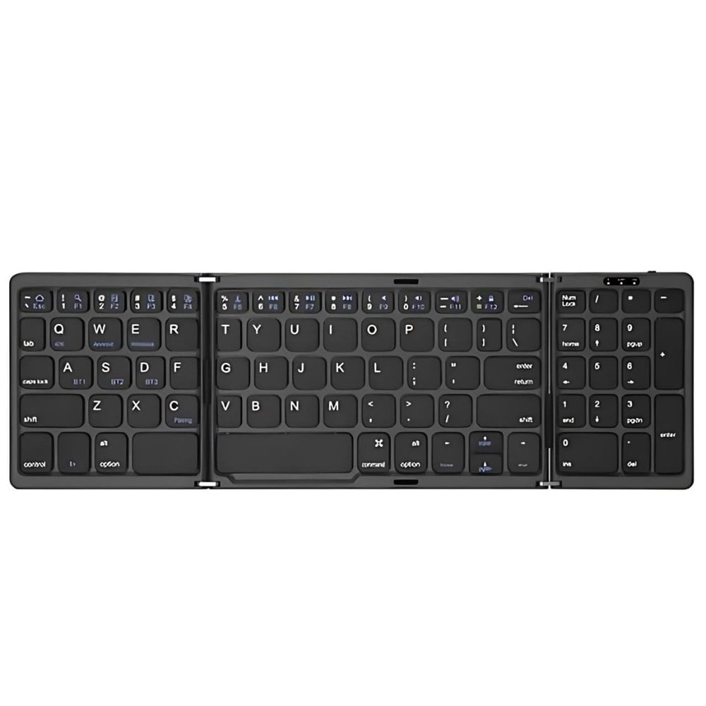 Mini Portable Folding Keyboard with Numpad in black color