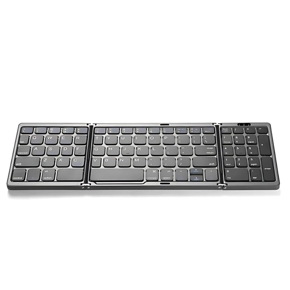 Mini Portable Folding Keyboard with Numpad in gray color