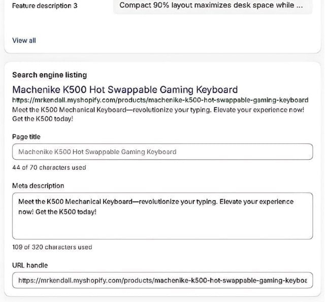 search engine listing text content